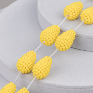 More Strand Beads Indian Twisted Rondelle Kristalle 16x26mm 6St Gelb