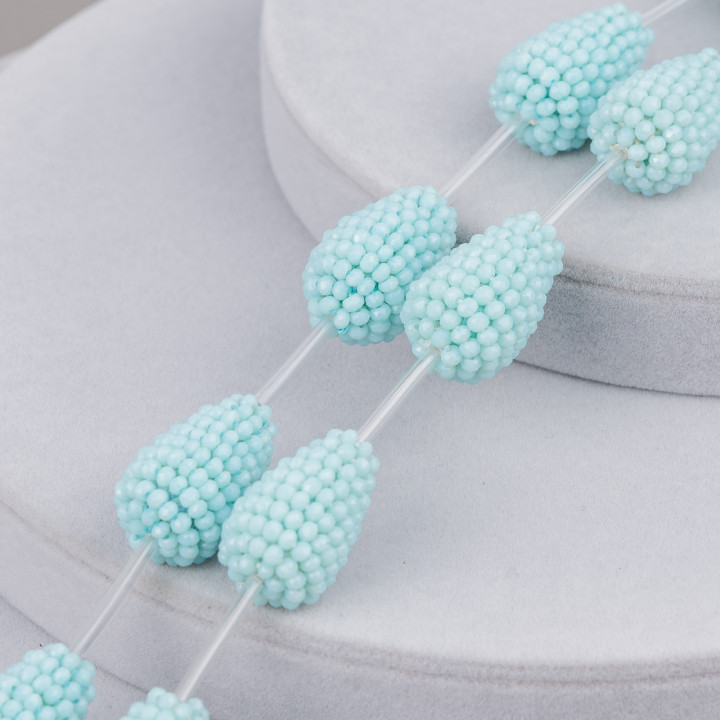 More Strang Beads Indian Twisted Rondelle Kristalle 16x26mm 6Stk Helltürkis