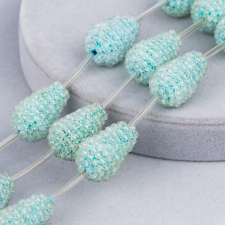 Blackberry Aquamarine Drop Faceted Indian Machine Cut Strand Beads 15x20mm 4 τμχ