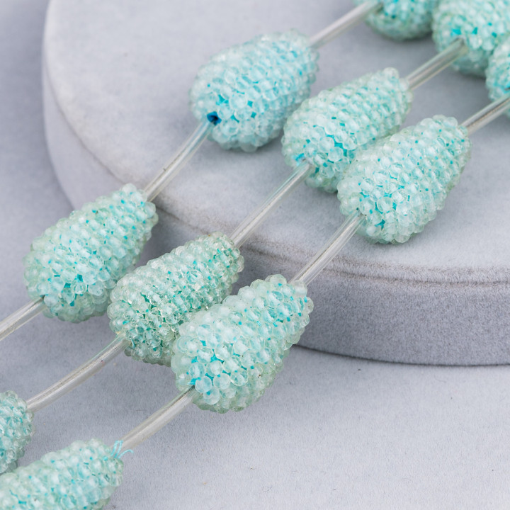 Aigue-marine More Strand Beads Goutte à facettes Indian MachineCut 15x20mm 4pcs