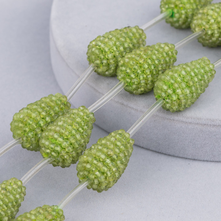 Perline A Filo More Di Peridoto Goccia Sfaccettato Indiane MachineCut 15x20mm 4pz