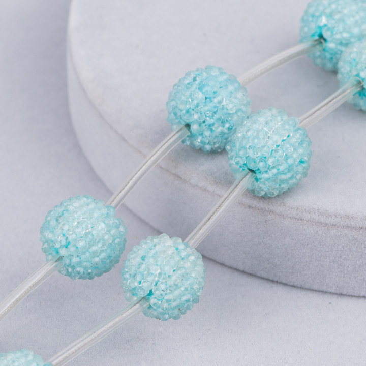 Perles Rondes Entrelacées Aigue-Marine 18mm 4pcs