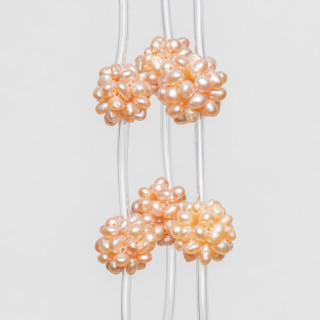 More River Pearl Braided Strand Beads with 3-4mm Beads 11pcs Pink