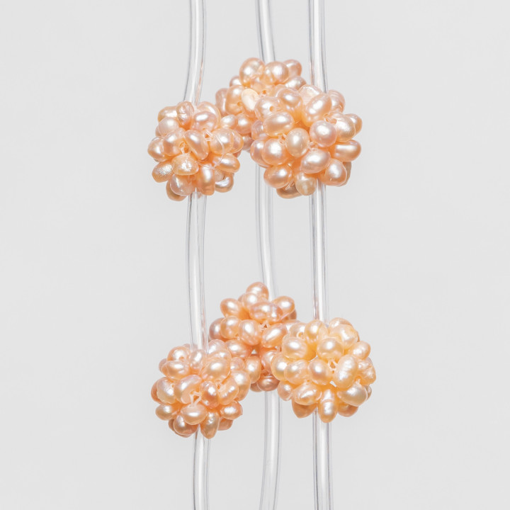 More River Pearl Braided Strand Beads with 3-4mm Beads 11pcs Pink