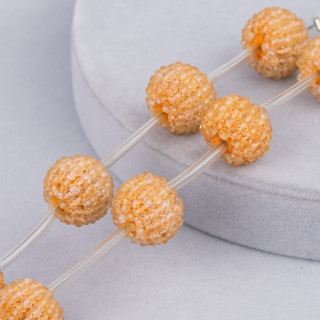 Perline A Filo More Intrecciate Sfera Tonda Liscia Di Quarzo Citrino Tondo 18mm 4pz