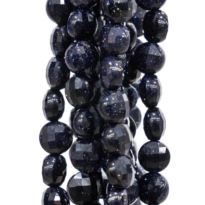 Pierre de Soleil Bleue Ronde Plate Pièce à Facettes Coupe Machine 6mm