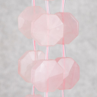 Quartz Rose Octogone Plat Facette 25mm 11pcs Premier Choix