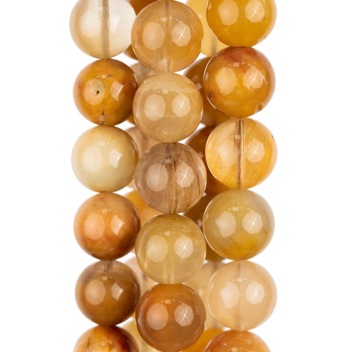 Quartz Rutile Jaune Rond Lisse 13mm