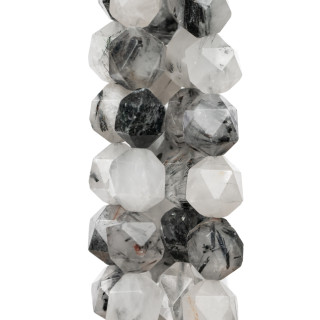 Black Rutilated Quartz (Scratched Tourmaline Quartz) Icosahedron 12mm