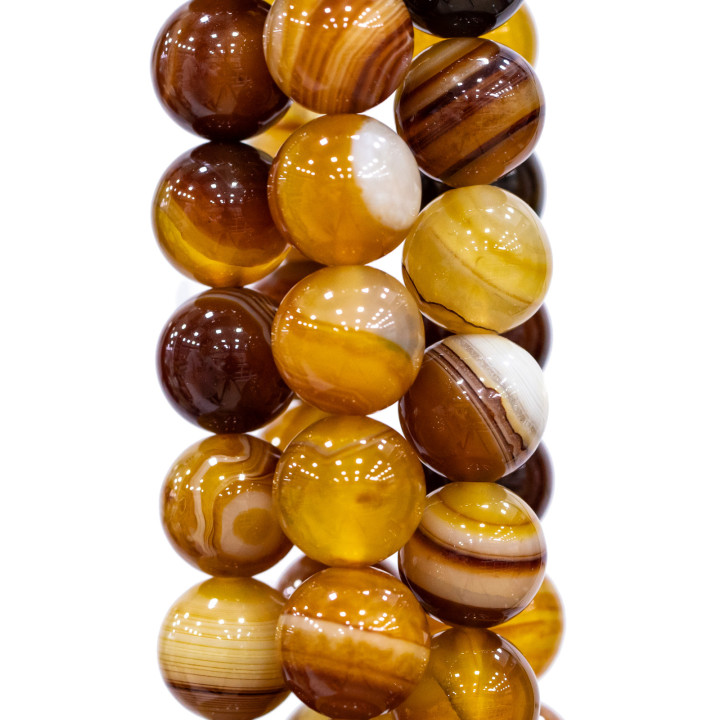 Ágata Ocre Rayada Redonda Lisa 18mm