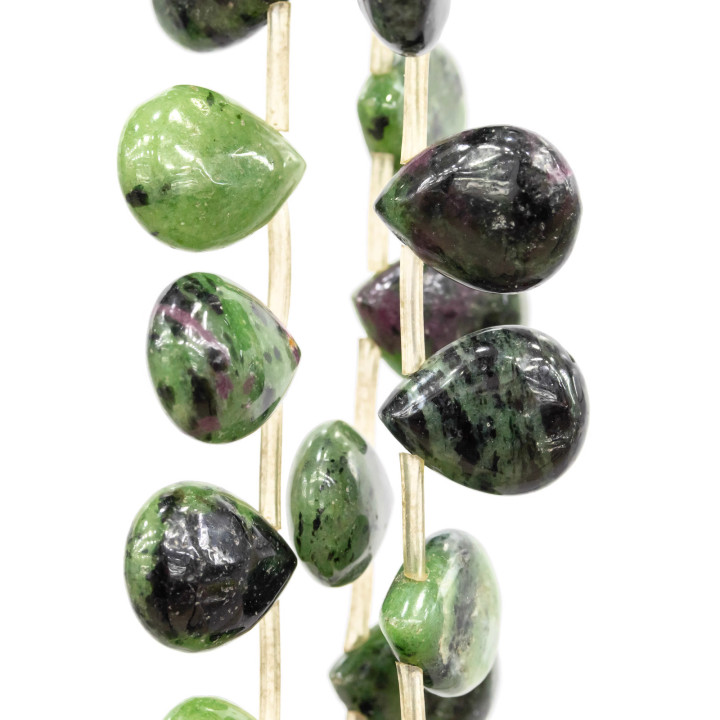 Πράσινο Rubizoisite Flat Drops Rough Side Hole 13x17mm