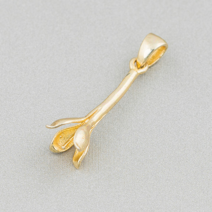 Base Per Pendente Di Argento 925 Cono 6x25mm 8pz Dorato