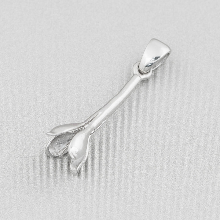 Base For Pendant Of 925 Silver Cone 6x25mm 8pcs Rhodium Plated