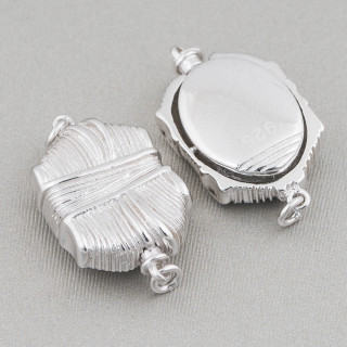 Cierre Fancy Plata 925 Con Mecanismo Botón 15x25mm 1pc Rodio