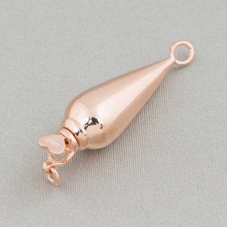 Ασημένιο κούμπωμα 925 Smooth Drop 8x30mm 2τμχ Ροζ χρυσό