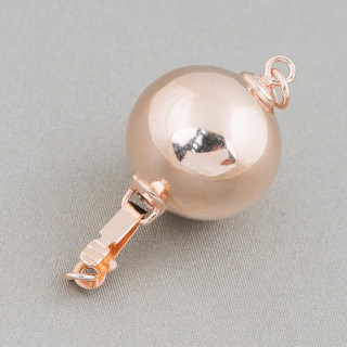 925 Silver Clasp Smooth Ball 15mm Rose Gold 3pcs