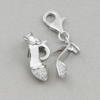 Colgante Charms Colgante De Plata 925 Un Zapato Con Circonitas 8x21mm 6pcs