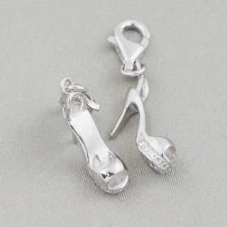Pendentif Charms Pendentif Argent 925 Chaussure Avec Plateau Et Zircons Avec Mousqueton 12x30mm 4pcs