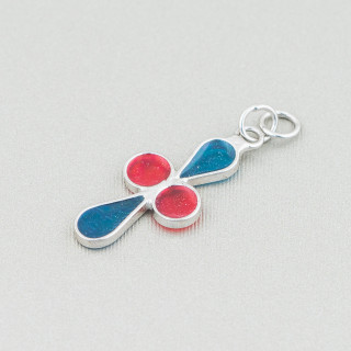 Pendentif Pendentif En Argent 925 Abstrait Émaillé 11x27mm 6pcs