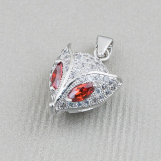 Anhänger Anhänger aus Silber 925 mit Zirkonen Fuchs 12x22mm 2St Rhodium