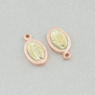 Pendentif ovale en argent sterling 925 avec émail Madonna 6x10mm or rose 10pcs