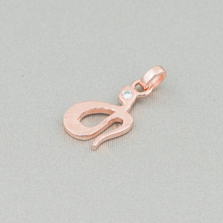 Colgante de Serpiente de Plata de Ley 925 con Zirconio Oro Rosa Cepillado 8x18mm 6pcs