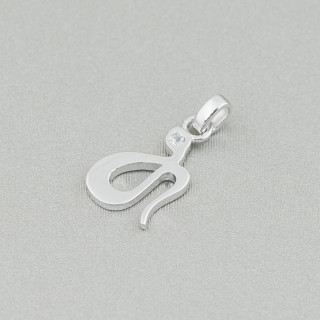 Pendant Of 925 Silver Snake With Polished Rhodium-plated Zircon 8x18mm 6pcs