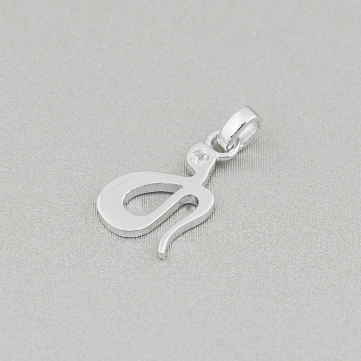 Schlangen-Anhänger aus 925er Sterlingsilber mit poliertem Rhodium-Zirkon 8x18 mm, 6 Stk