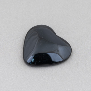 Cabochon Grand Coeur Composant 30mm 3pcs Agate Noire