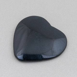 Large Heart Cabochon Component 40mm 2τμχ Μαύρος Αχάτης