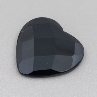Großes facettiertes Herz Cabochon Komponente 40 mm 1 Stück schwarzer Achat