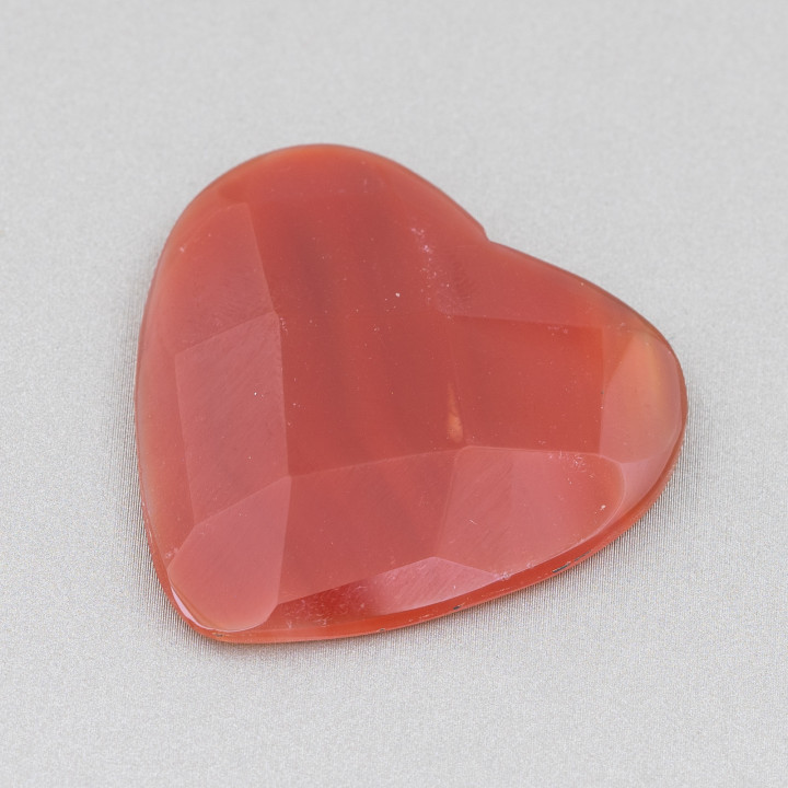 Gran cabujón de corazón facetado Componente 40 mm 1 pieza Ágata roja