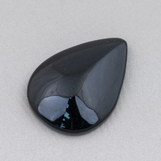 Large Drop Cabochon Component 28x40mm 2pcs Black Agate
