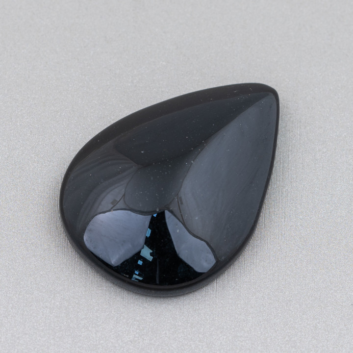 Large Drop Cabochon Component 28x40mm 2pcs Black Agate