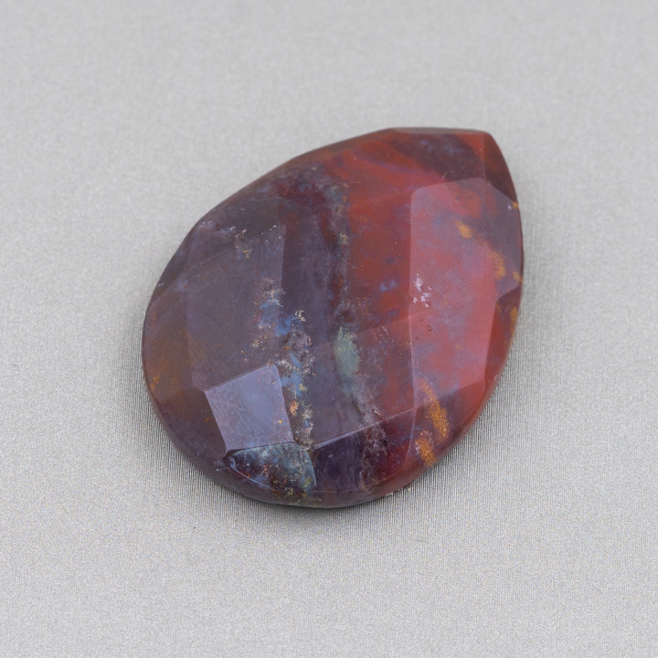 Large Faceted Drop Cabochon Component 30x40mm 1pc Indian Agate