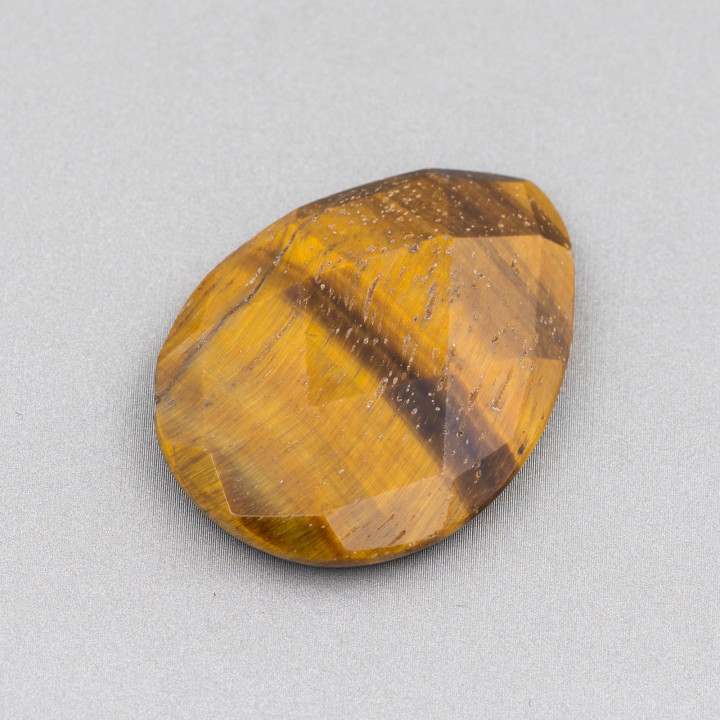 Cabochon Component Large Faceted Drop 30x40mm 1pc Tiger's Eye