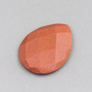 Componente Cabochon Grande Goccia Sfaccettato 30x40mm 1pz Pietra Del Sole