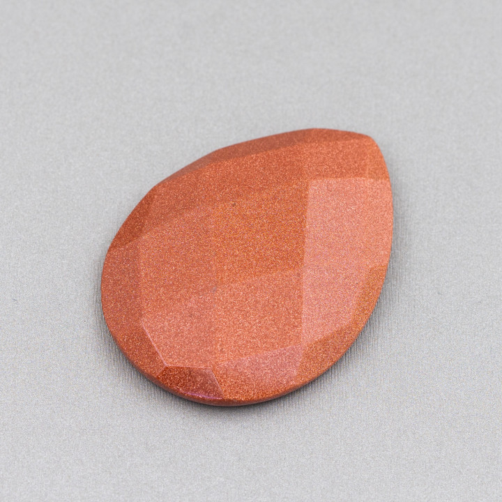 Composant Cabochon Grosse Goutte Facette 30x40mm 1pc Pierre de Soleil