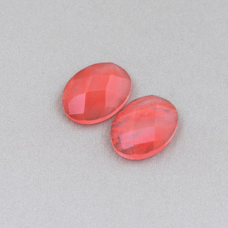 Grand Cabochon Ovale Facette Composant 15x20mm 4pcs Quartz Cerise Synthétique