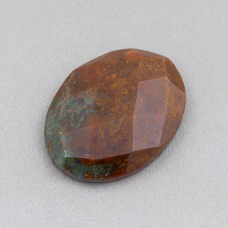 Large Oval Faceted Cabochon Component 30x40mm 1pc Indian Agate