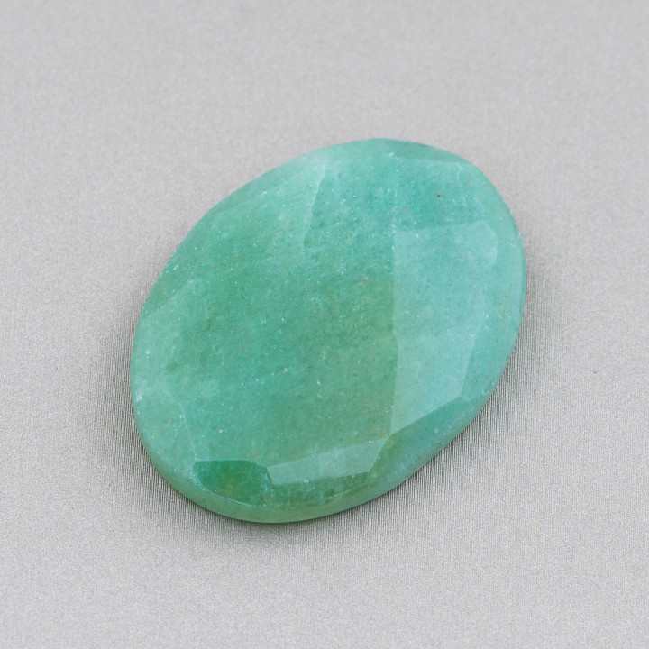 Grand Cabochon Ovale Facette Composant 30x40mm 1pc Aventurine Verte