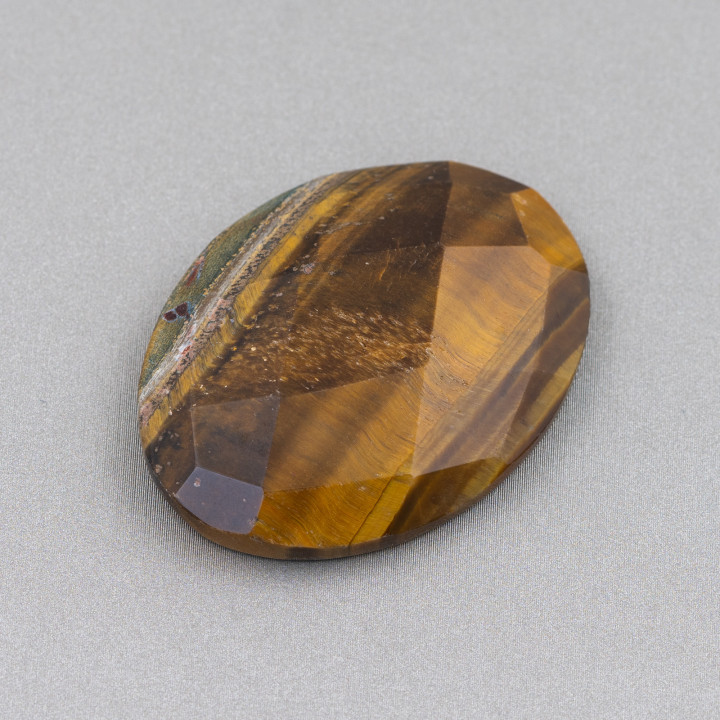 Große ovale facettierte Cabochon-Komponente 30 x 40 mm 1 Stück Tigerauge