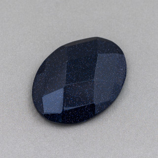 Componente Cabochon Grande Ovale Sfaccettato 30x40mm 1pz Pietra Del Sole Blu