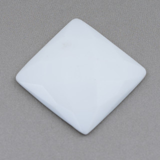 Componente Cabujón Grande Cuadrado Facetado 40mm 1pc Ágata Blanca
