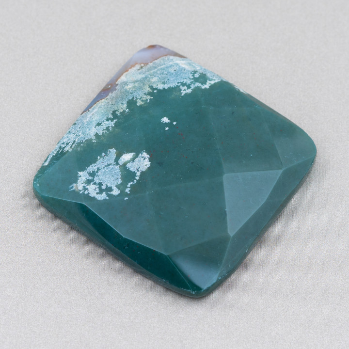 Componente Cabochon Grande Quadrato Sfaccettato 40mm 1pz Agata Muschiata