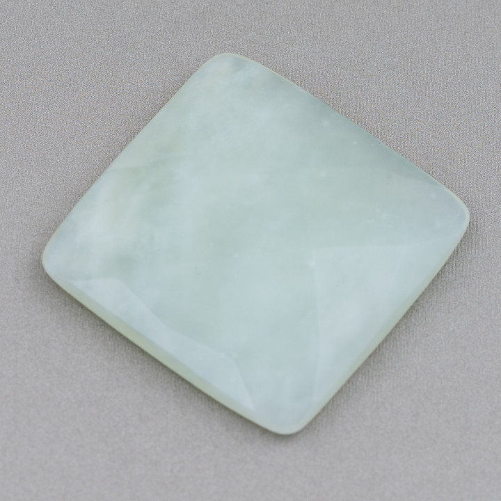 Componente Cabujón Facetado Cuadrado Grande 40mm 1pc Nuevo Jade