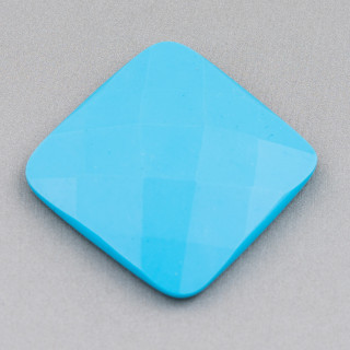Large Faceted Square Cabochon Component 40mm 1pc Turquoise Paste
