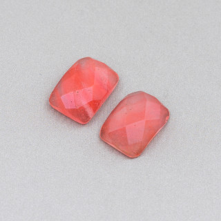 Cabochon Component Large Faceted Rectangle 13x18mm 5pcs Synthetic Cherry Quartz
