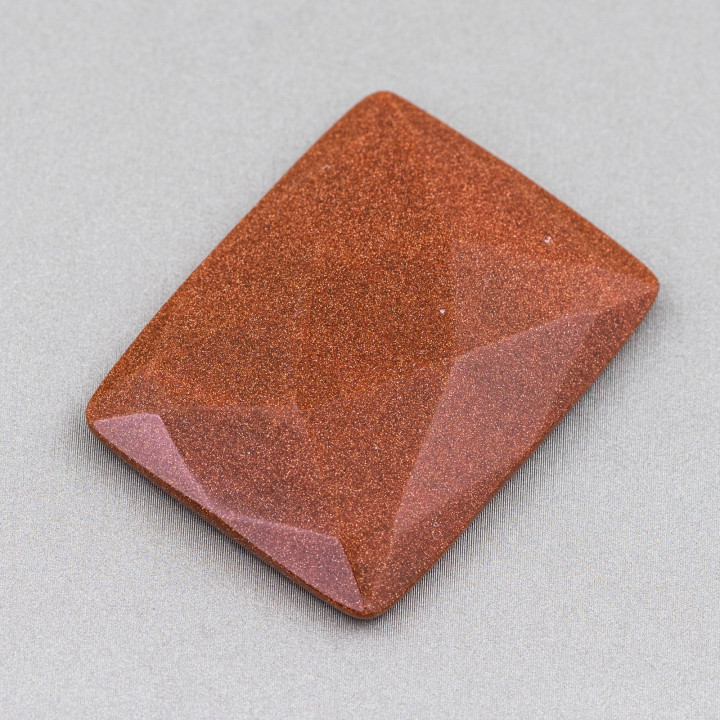 Cabochon Component Large Faceted Rectangle 30x40mm 1pc Sun Stone