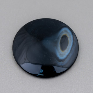 Composant Grand Cabochon Rond 40mm 2pcs Agate Noire
